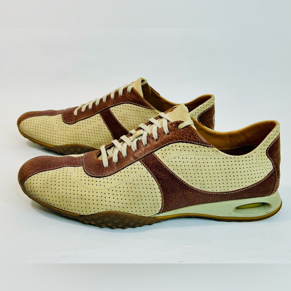 Cole Haan Nike Air Sneakers in Beige Suede and Brown Leather size 11